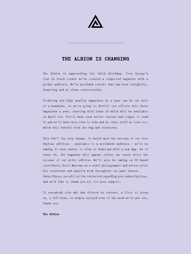 The Albion Is Changing